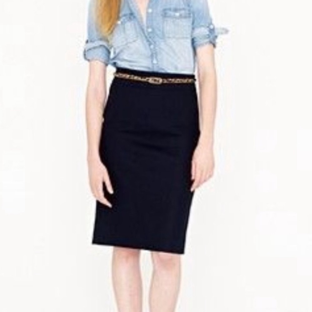 J. Crew Navy Cotton No 2 Pencil Skirt size 4